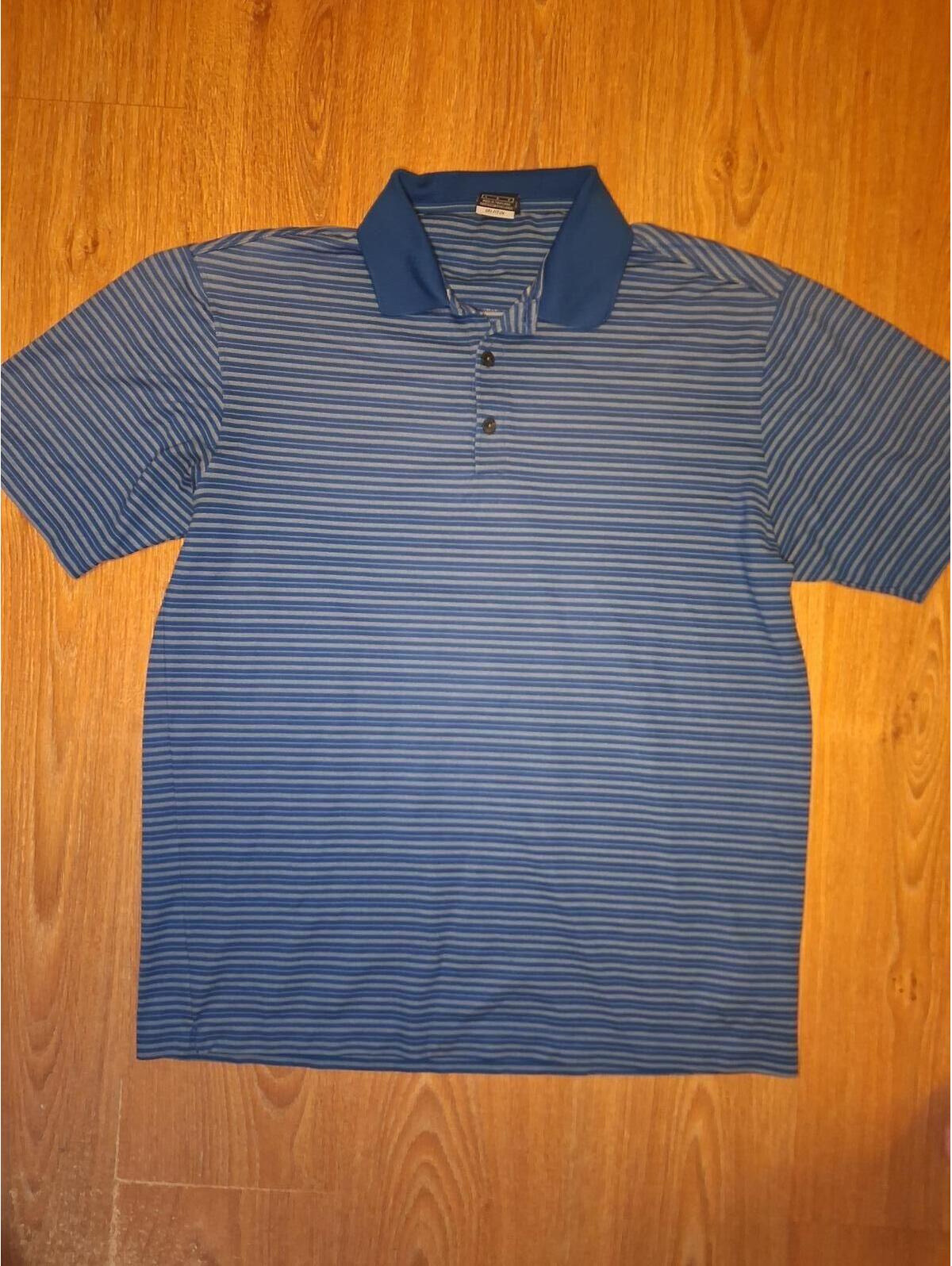 Vintage Nike Golf Dri Fit Polo Shirt Mens Large Blue Striped